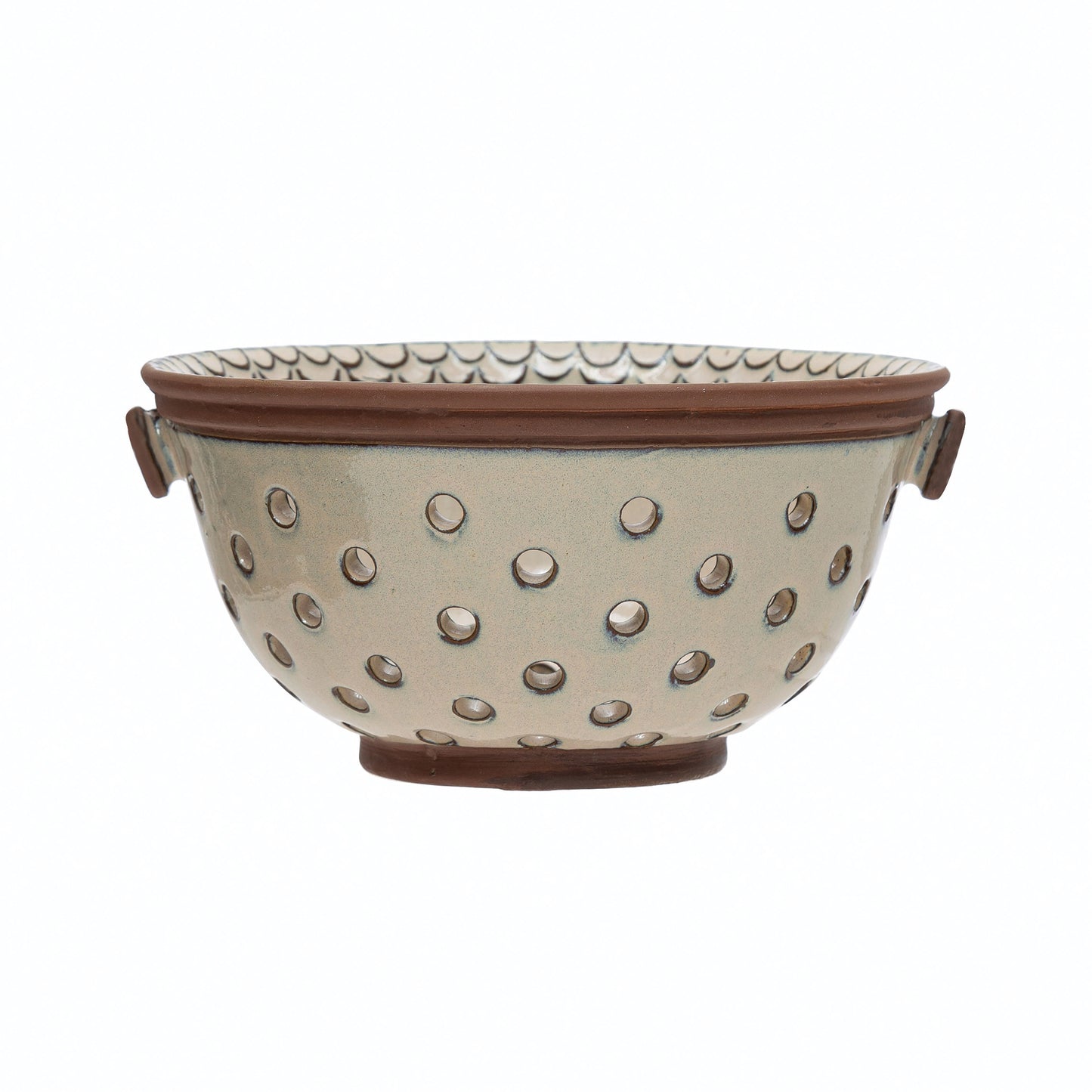 Stoneware Colander with Edge Detail