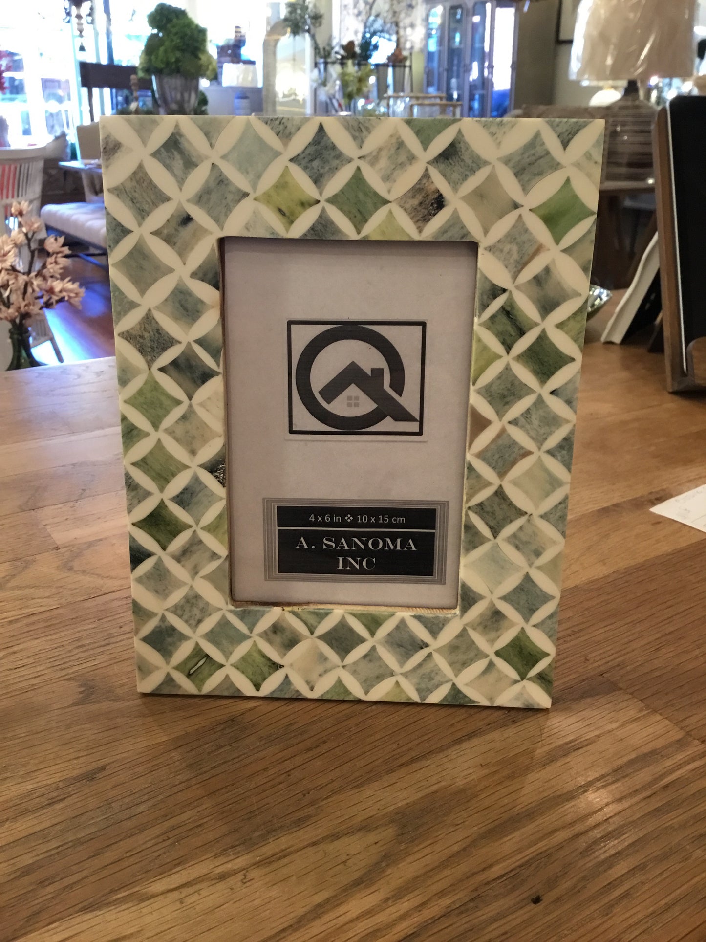 Green Checkered Bone Frame 4x6