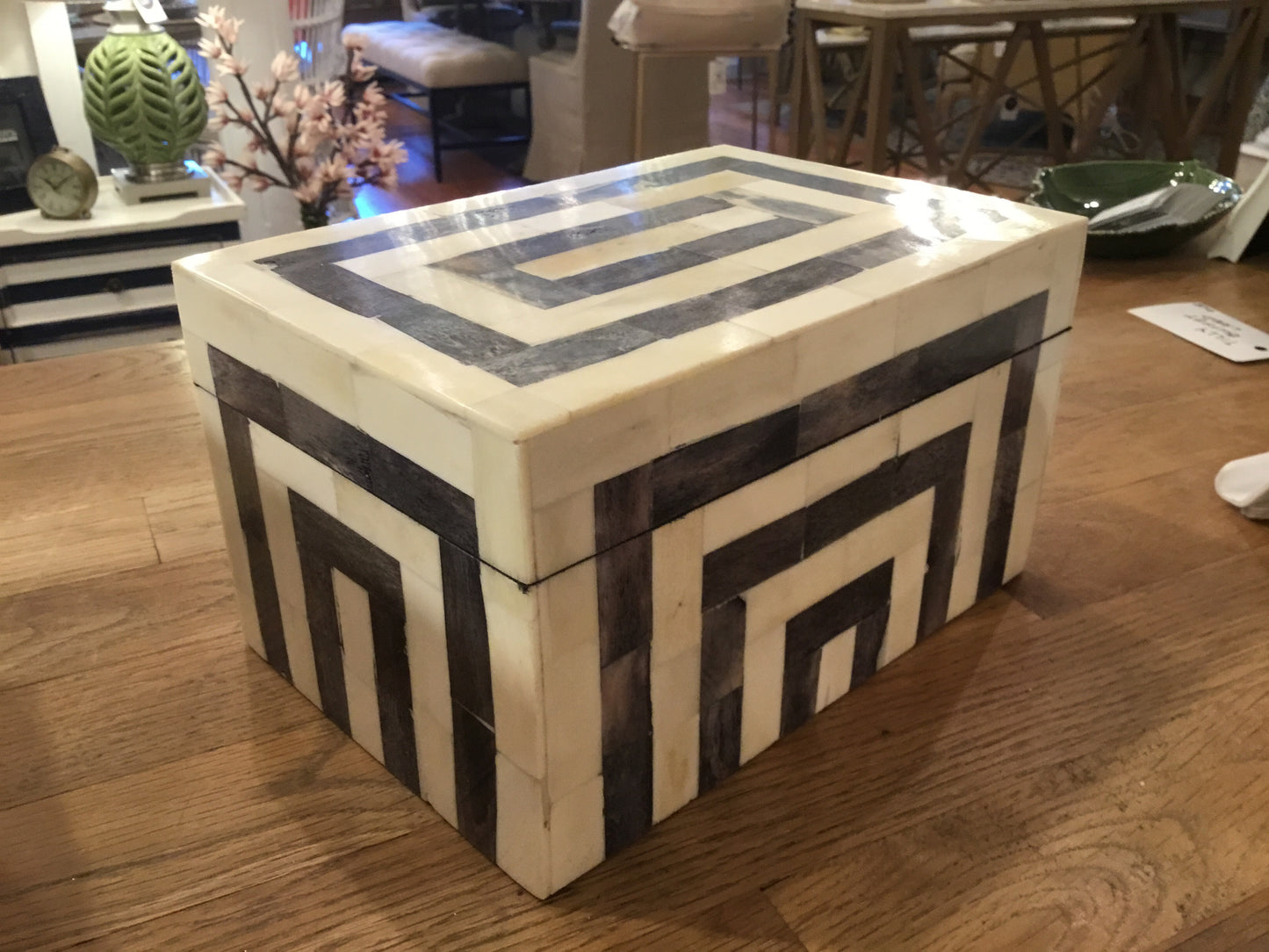 Geo Gray Bone Box with Hinges