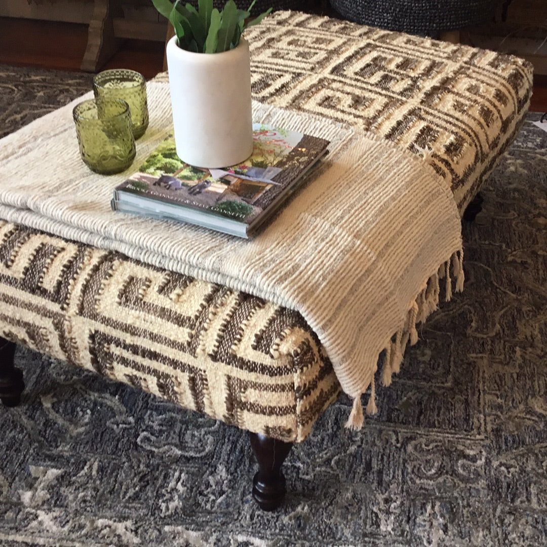 Auricula Turned Tobacco Rug Ottoman