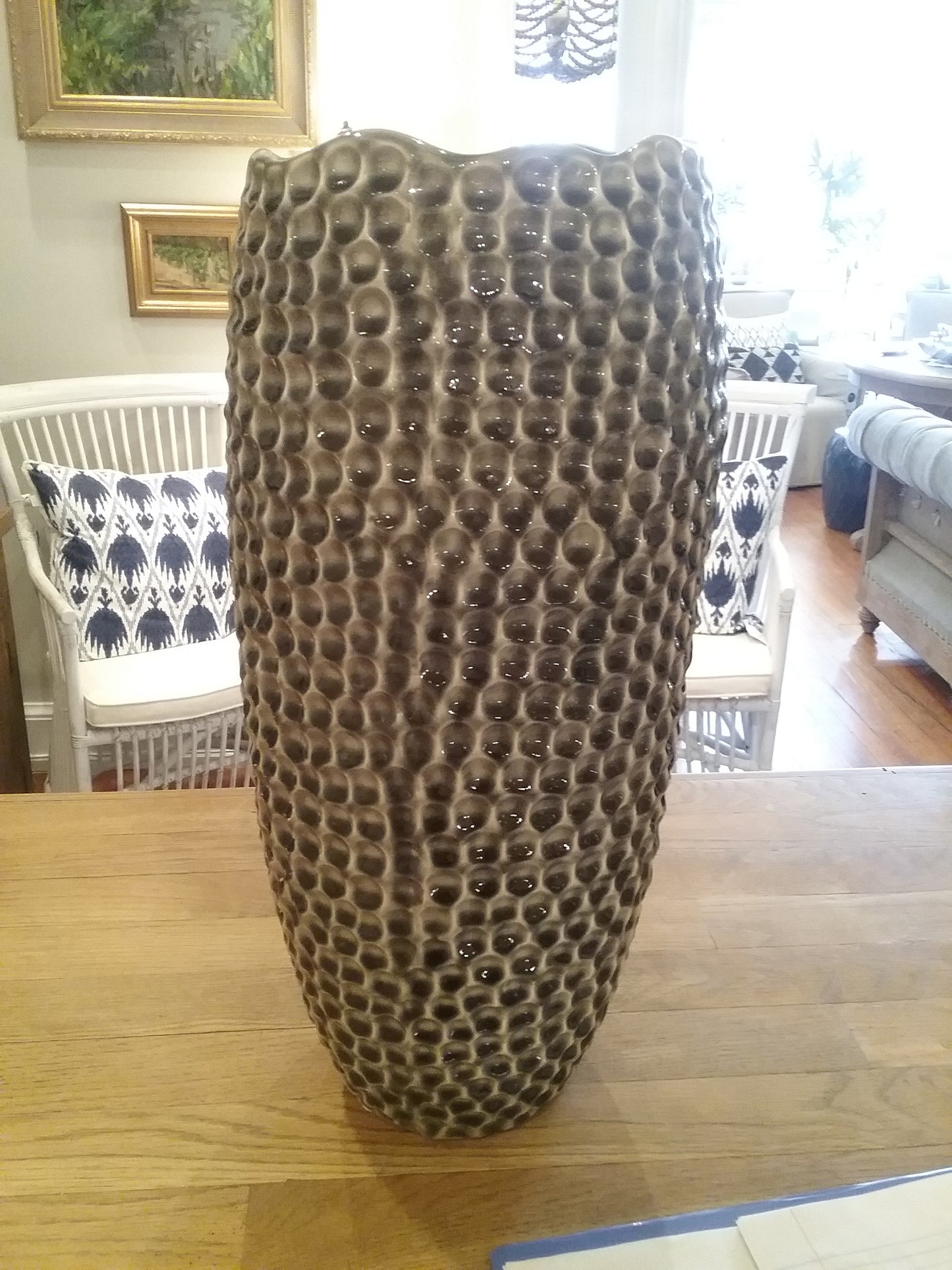 Tall Beaded Ceramic Vase