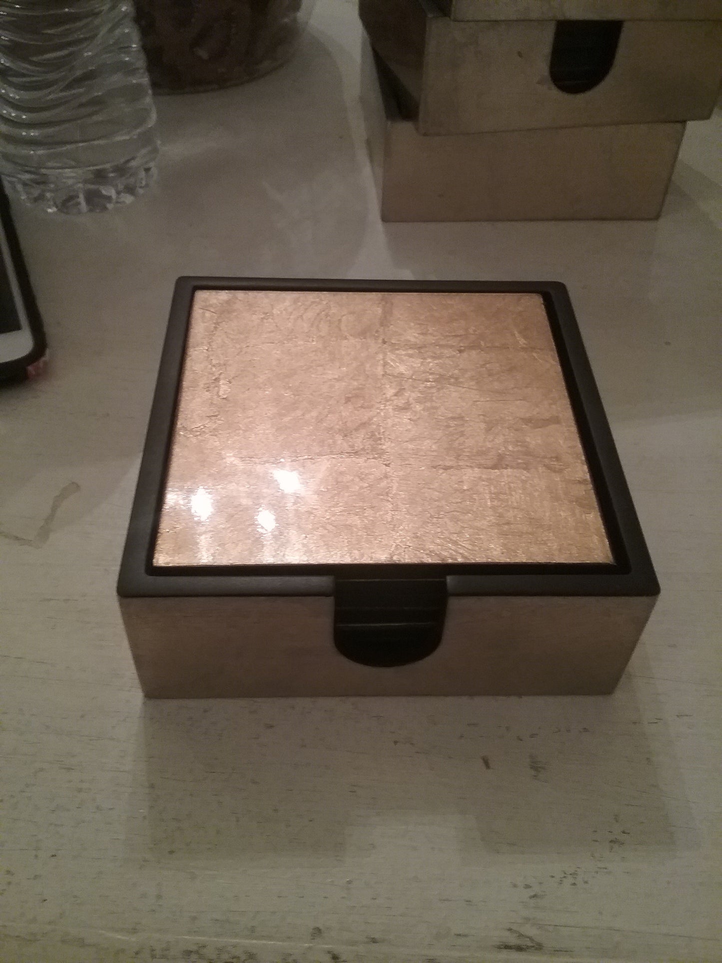Tonal Gold Square Coasters - S/6