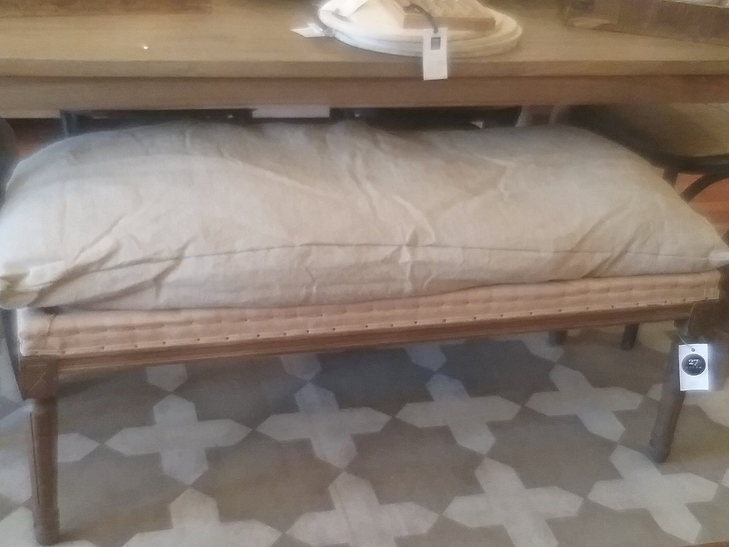 Burlap Pillow Bench