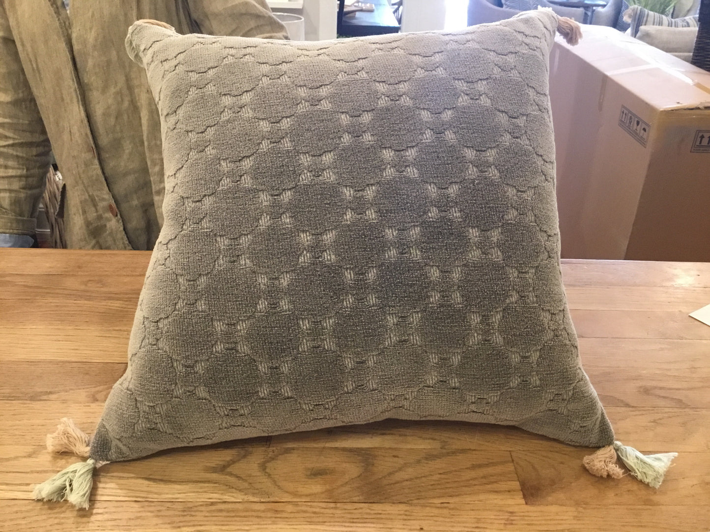 Charcoal Tassel Pillow - w down insert