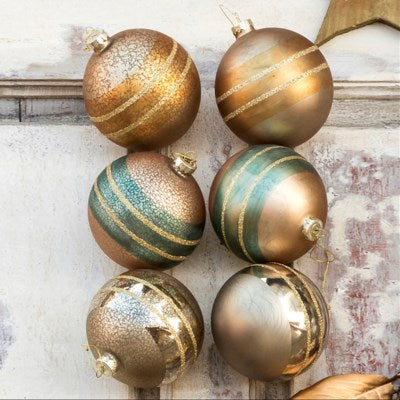 Striped Glass Ball Ornament -5"