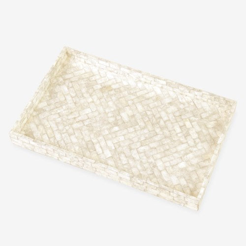 Orion Herringbone Striped Capiz Tray