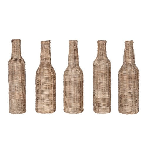 Sabrina Wicker Wrapped Glass Bottles