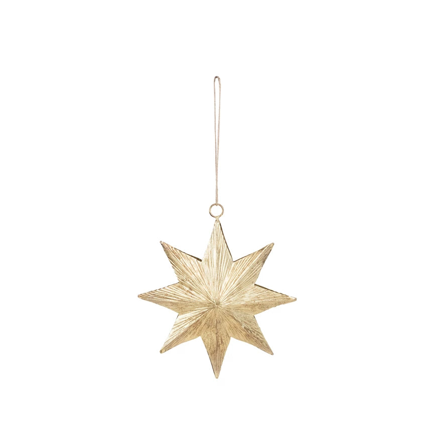 6"H Embossed Metal Star Ornament