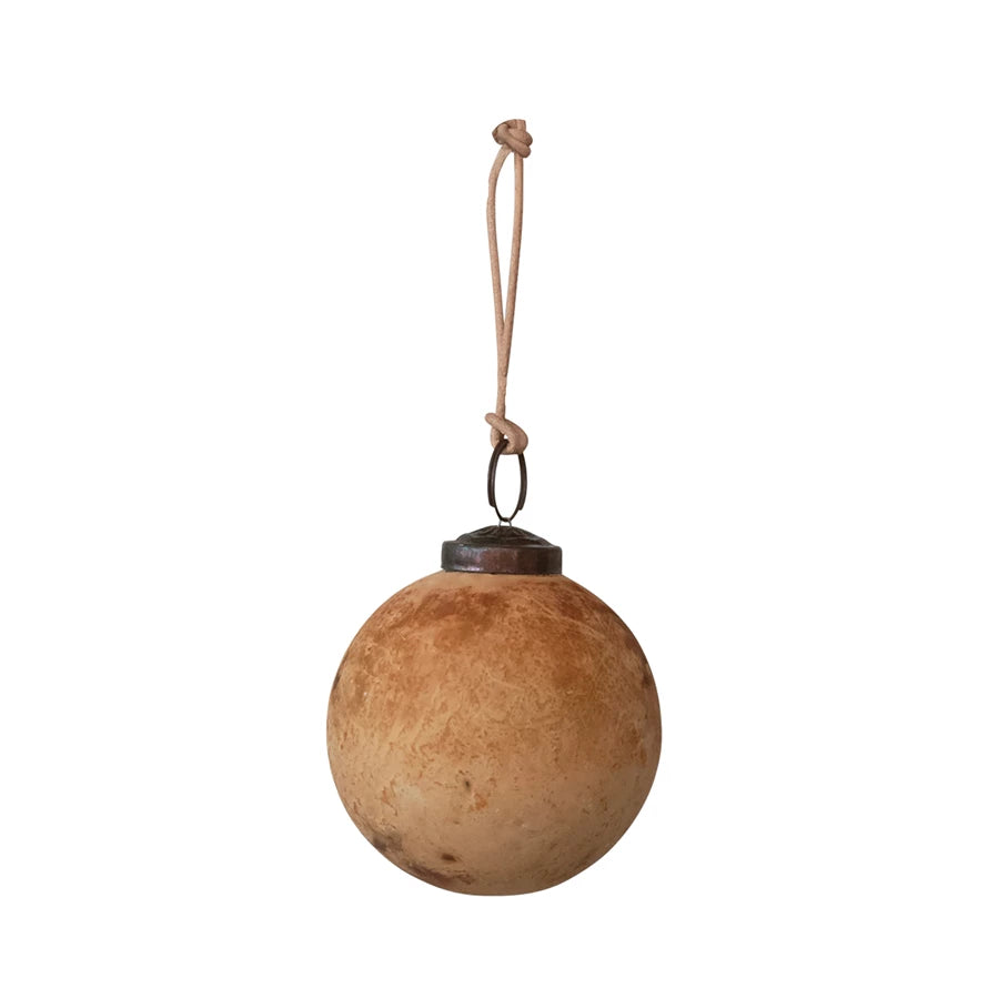 Distressed Round Glass Ball Ornament
