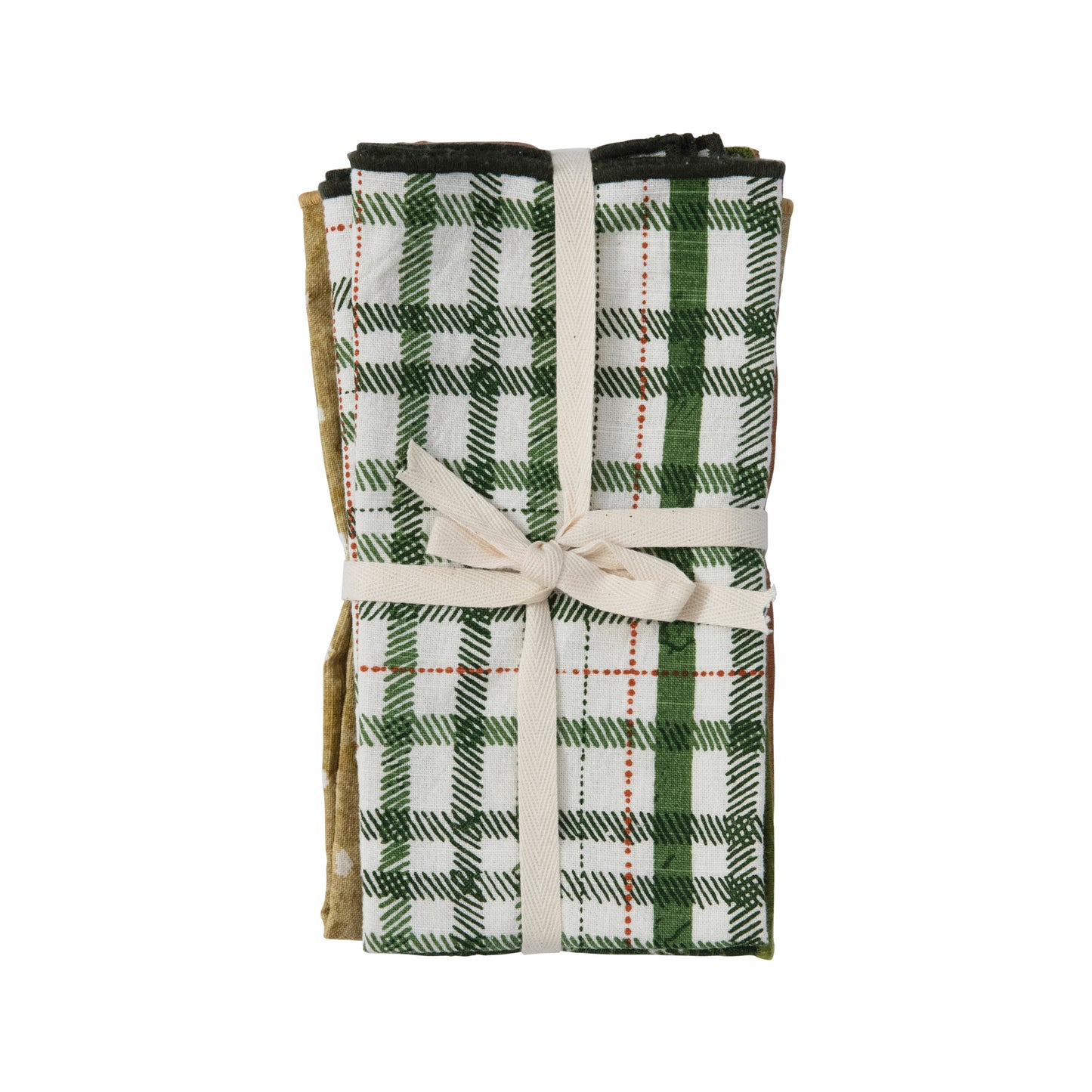 Holiday Slub Napkins with Stitched Edge, Set of 4