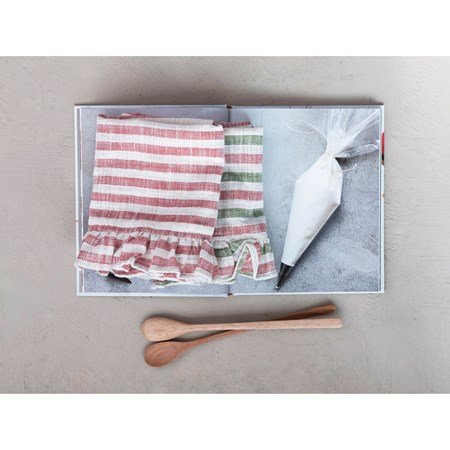 Holiday Tea Towel w/ Ruffle- Set/2