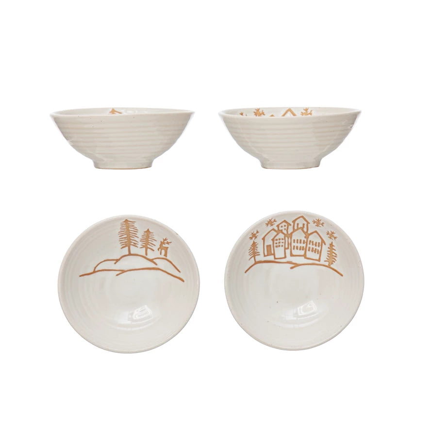 Winter Town Stoneware Bowl