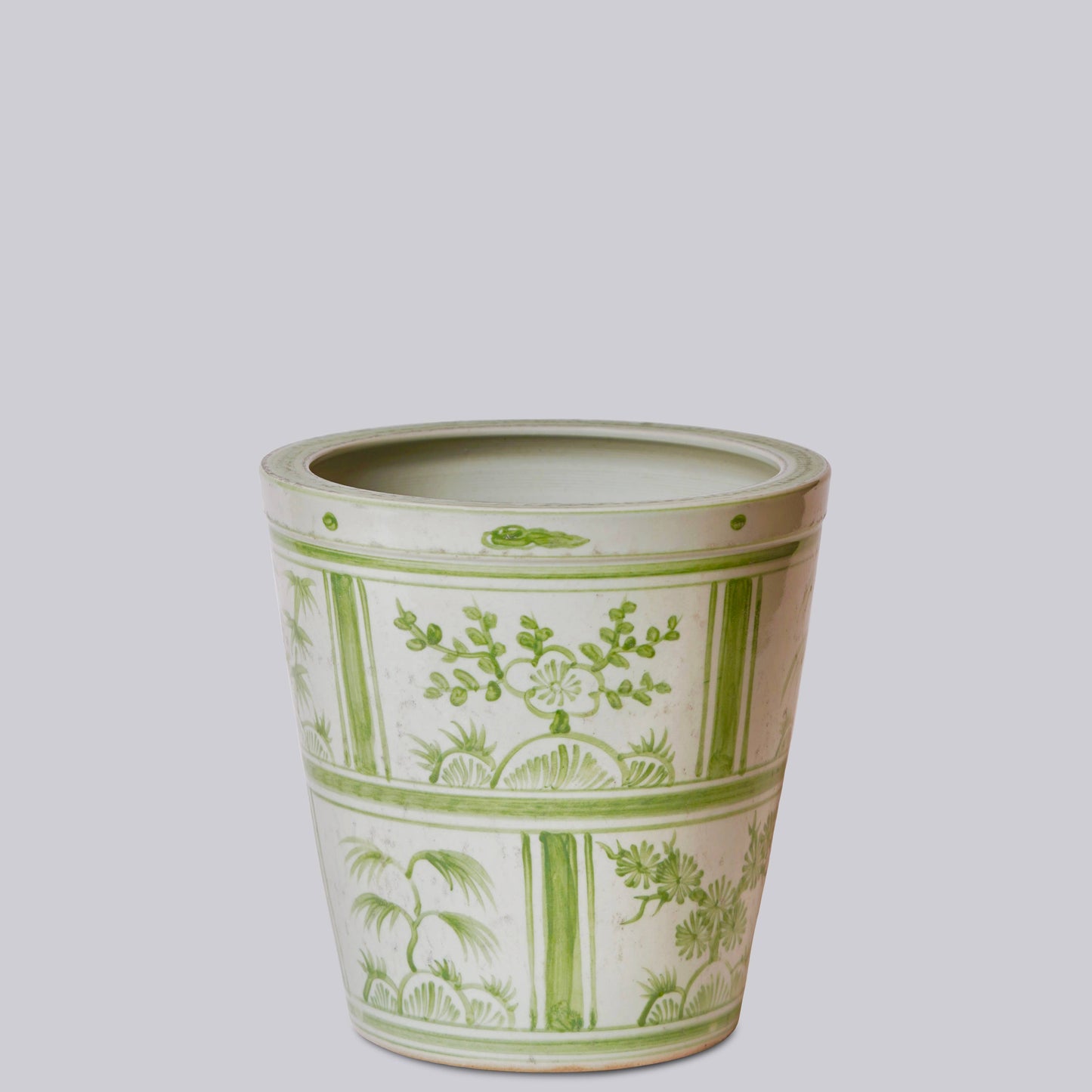 Green and White Porcelain Three Friends Tiles Planter