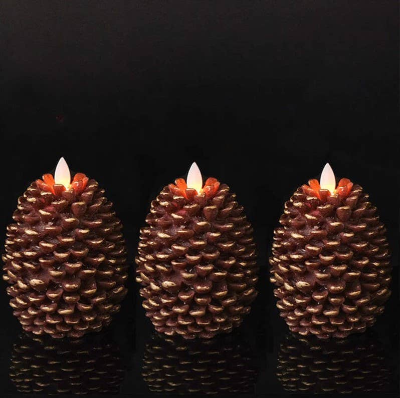 Pinecone & Tree LED Candles (Set of 3 or 6)