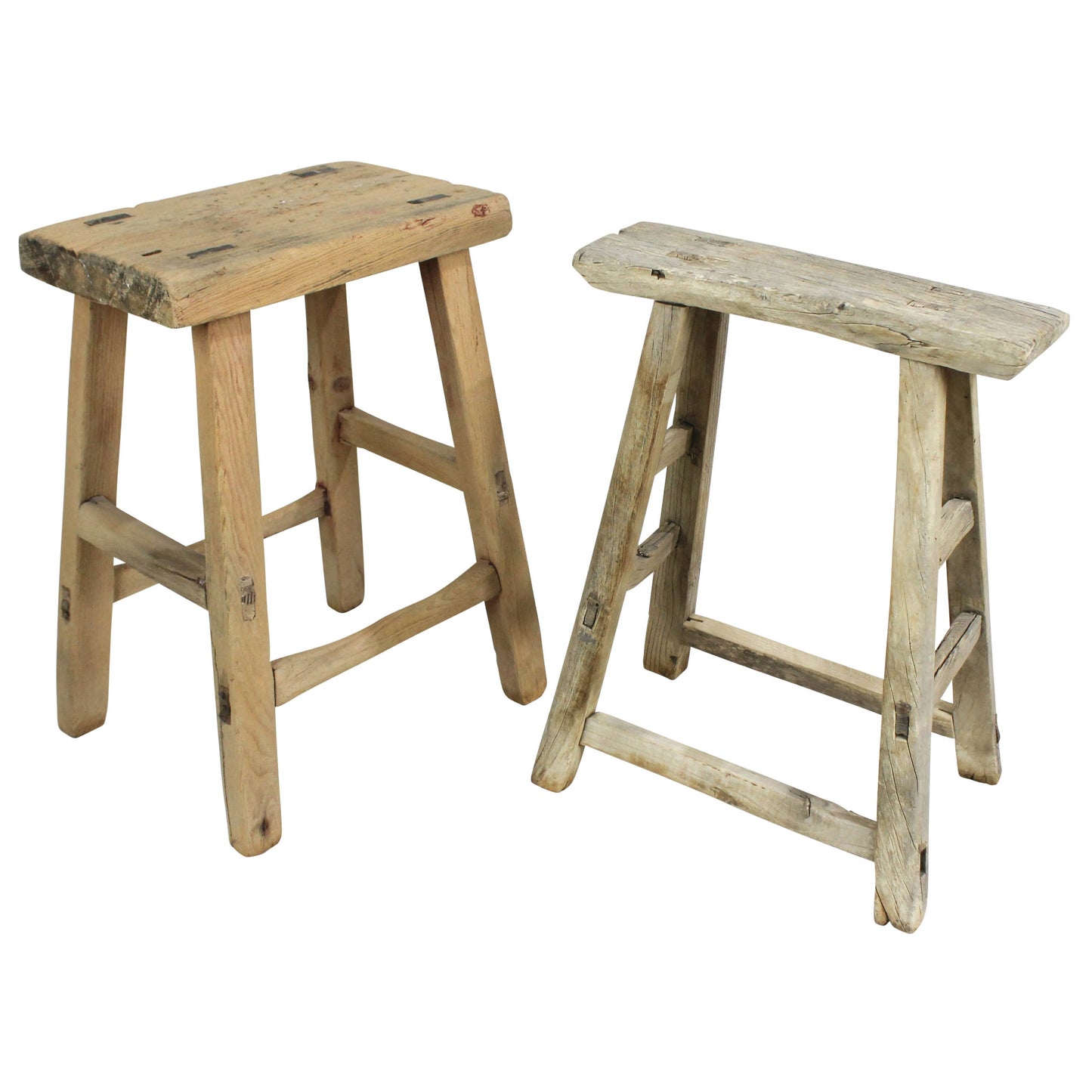 Hokkaido Rectangle Stool, Elm Wood