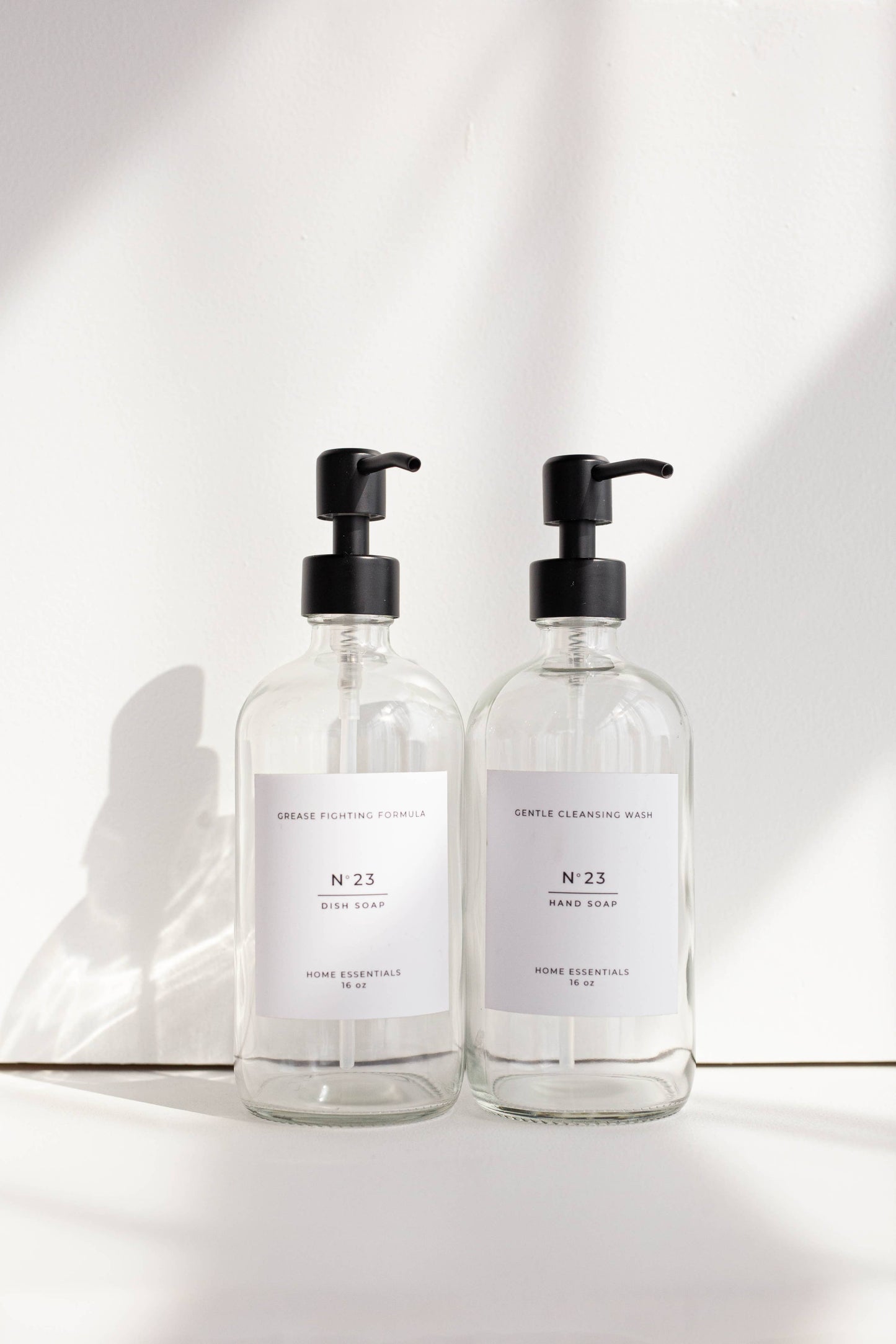 Clear Soap Bottle Dispenser with Label- Dish or Hand Soap