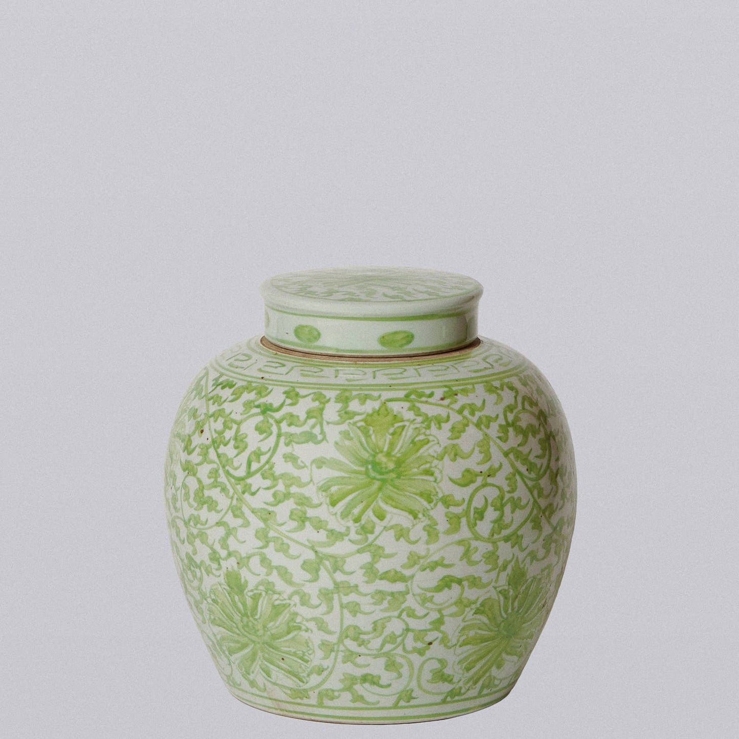 Scrolling Chrysanthemum Green and White Porcelain Jar