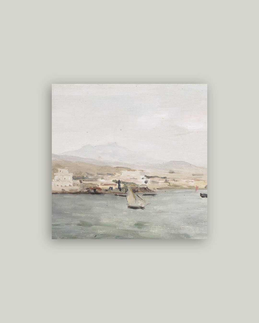 Sailboat Landscape Antique Artist Board