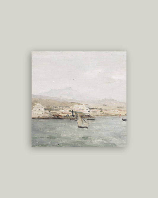 Sailboat Landscape Antique Artist Board