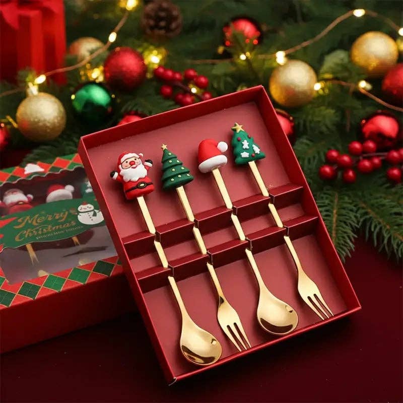 Stainless Steel Christmas Utensil 4-Piece Sets
