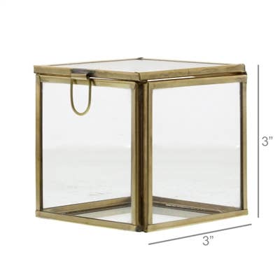 Pierre Demi Leaded Glass Box - Small - Brass