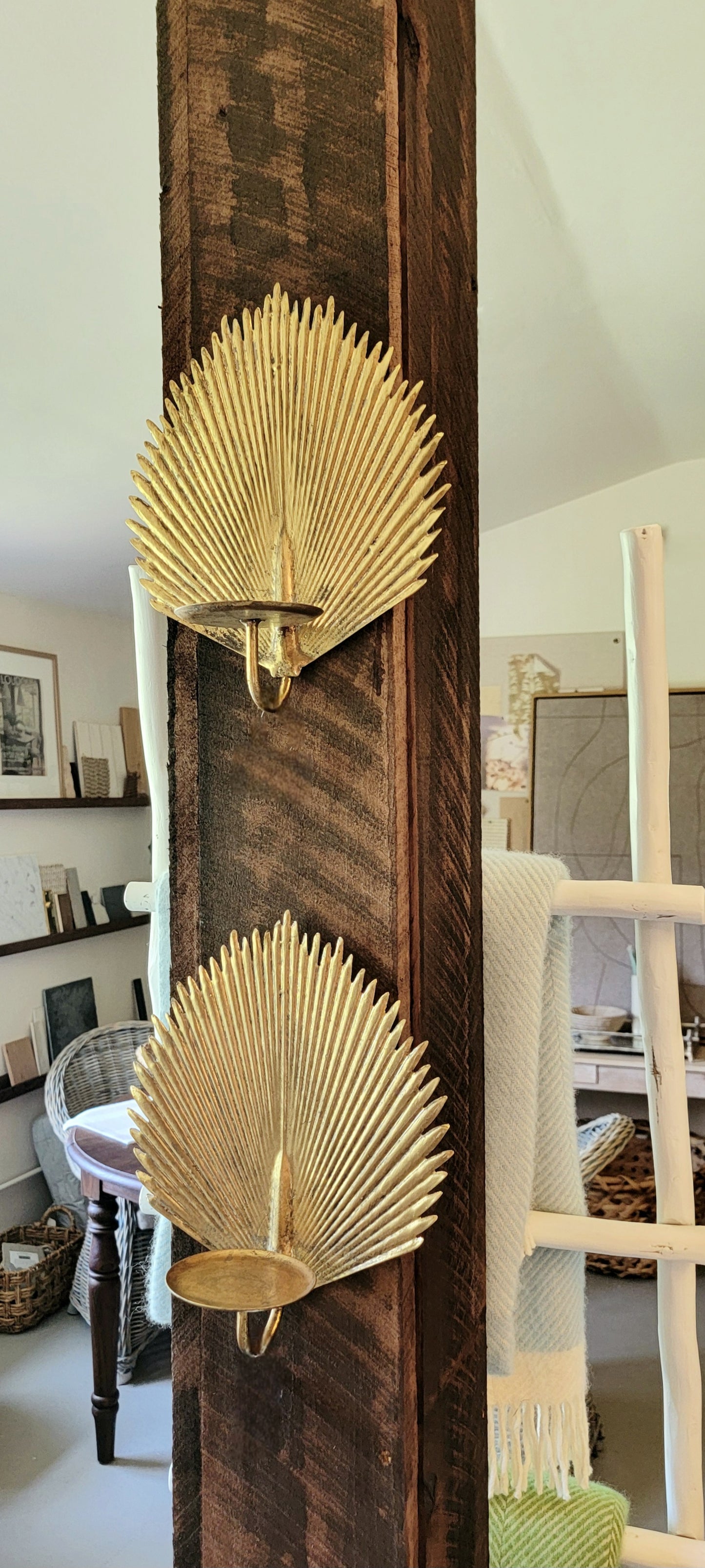 Antique Brass Palm Leaf Candle Sconce