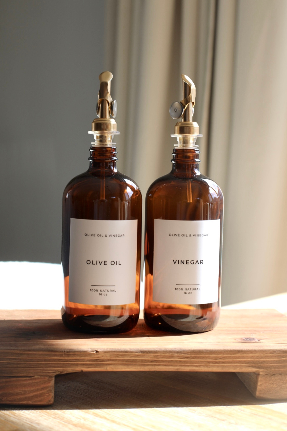 Olive & Vinegar Glass Amber Bottles
