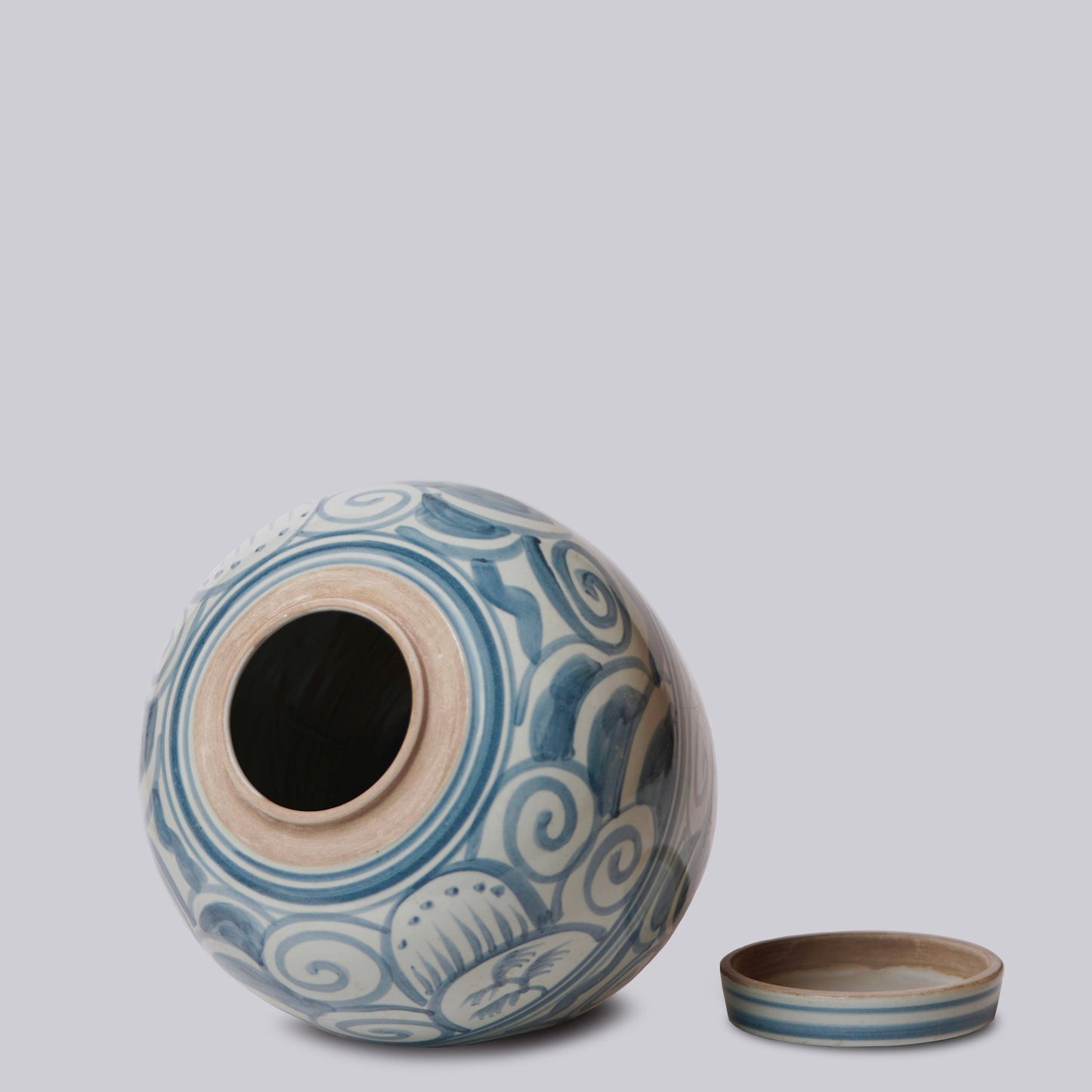 Curlicue Blue and White Porcelain Jar