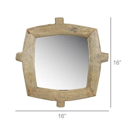 Ramsey Wheel Mirror, Wood - Square
