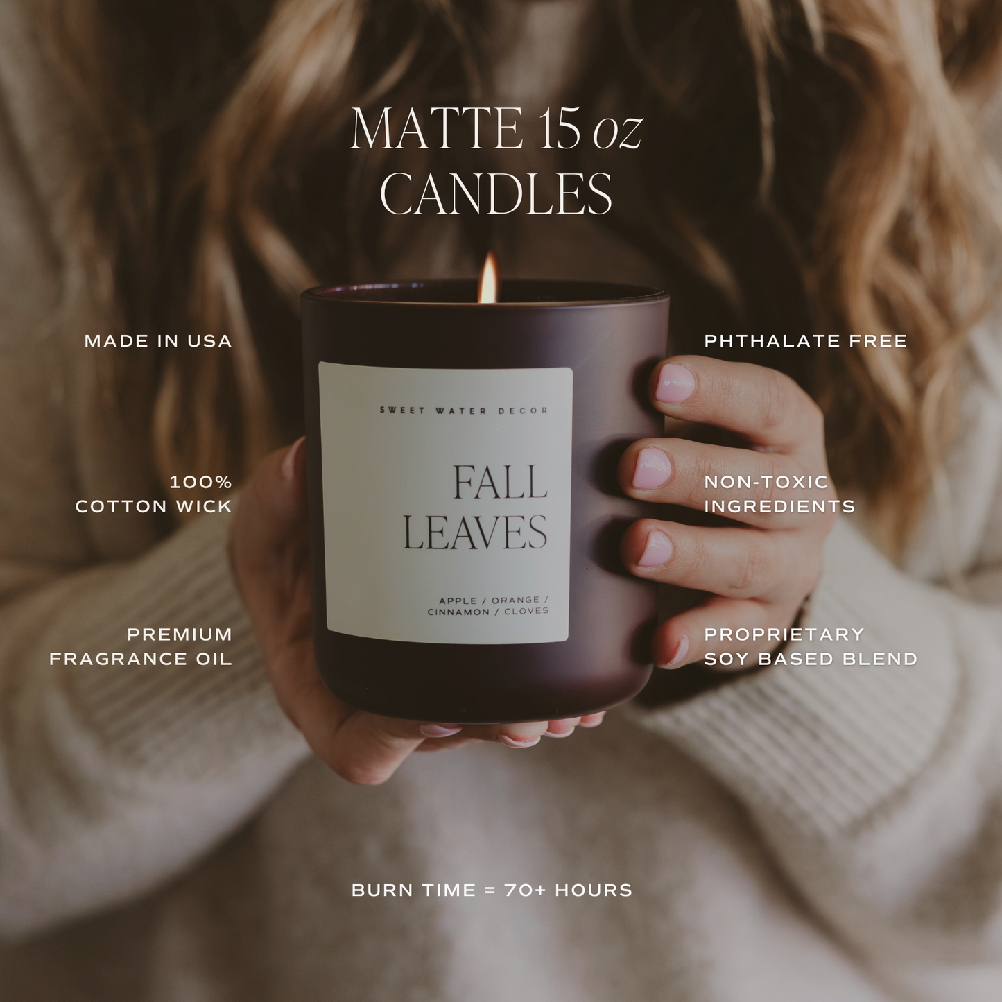 Fall Leaves 15 oz Candle, Matte Jar - Fall Decor