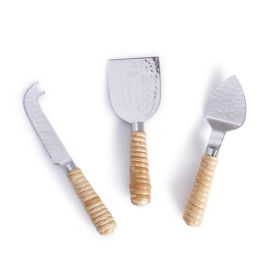 Rattan Wrapped Cheese Knives- Set/3
