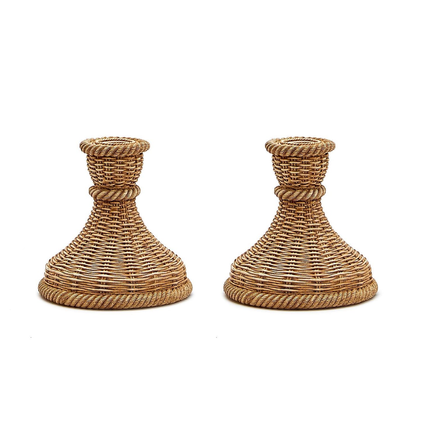 Basket Weave Candle Stick, Set of 2