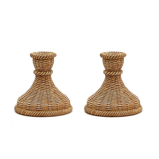 Basket Weave Candle Stick, Set of 2