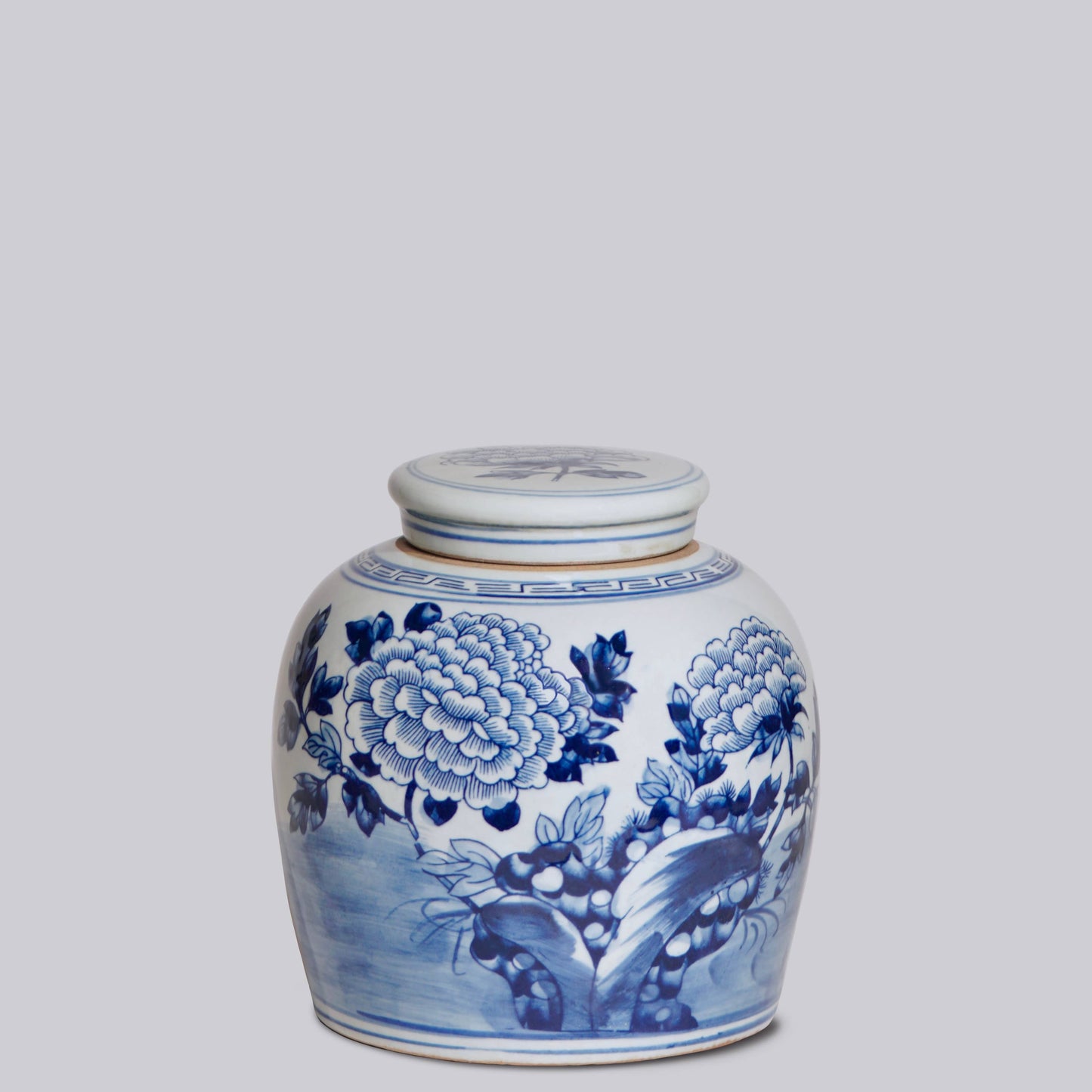 Peony Blue and White Porcelain Jar