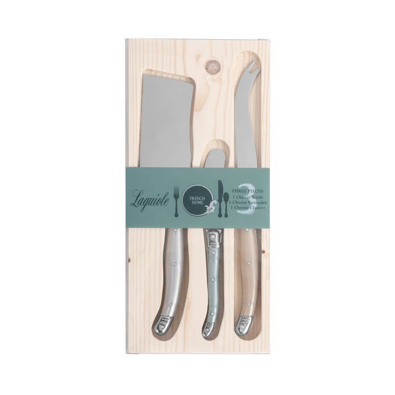 3-Piece Laguiole Cheese Knife Set Mother of Pearl Handle