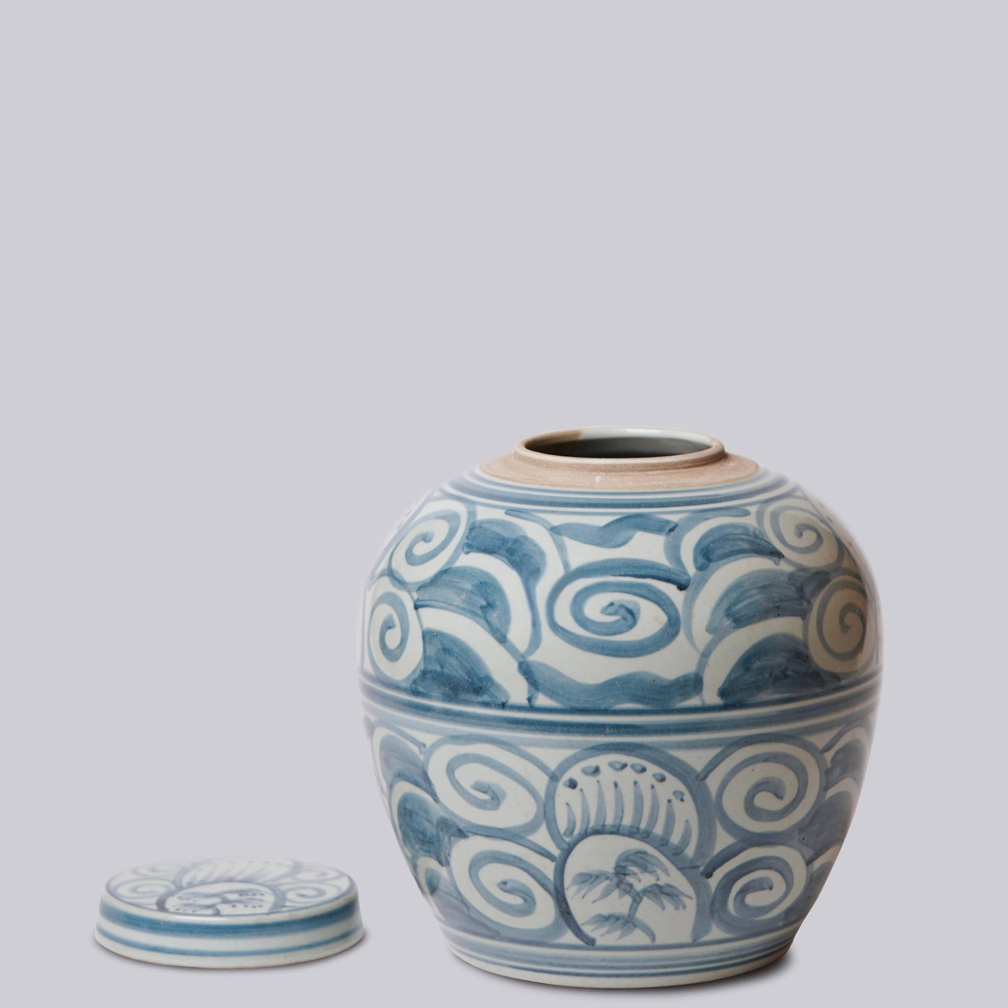 Curlicue Blue and White Porcelain Jar