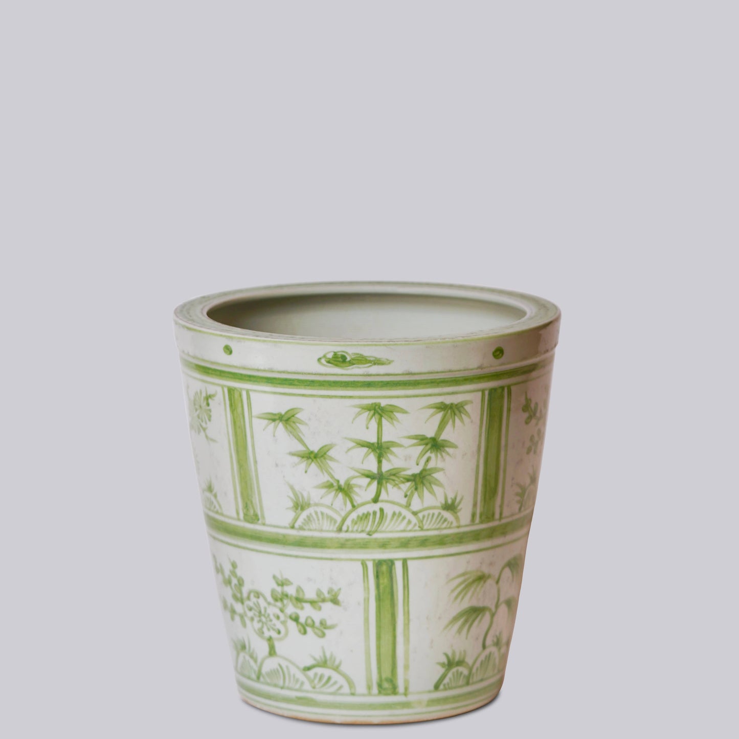 Green and White Porcelain Three Friends Tiles Planter