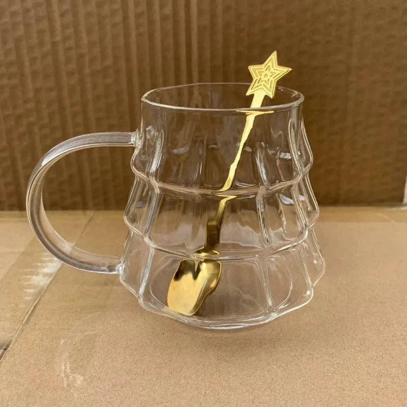 Holiday Tree Glasses & Gold Star Spoon