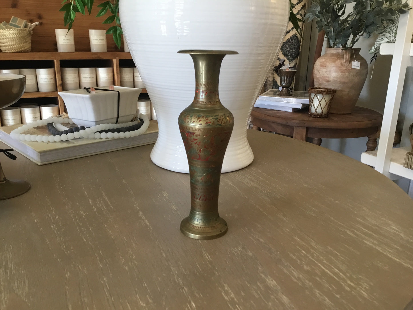 Etched Brass Vase