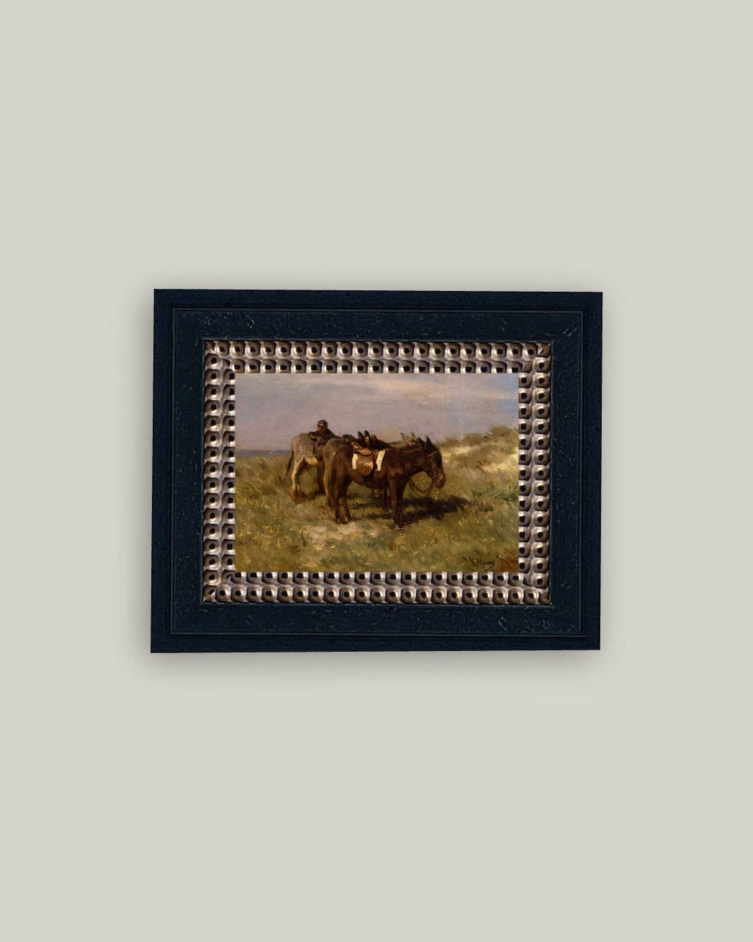 Donkeys in the Dunes Framed Antique Art