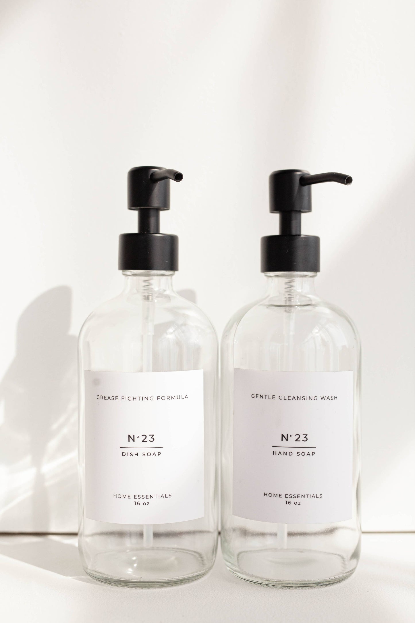 Clear Soap Bottle Dispenser with Label- Dish or Hand Soap