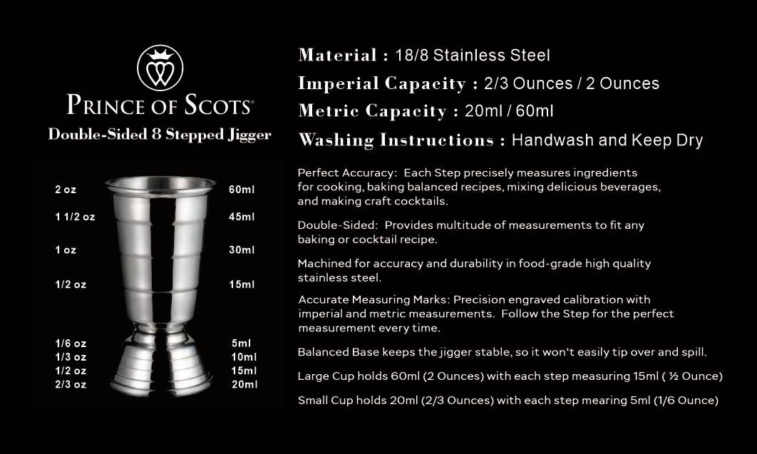 Prince Of Scots Double-Sided 8 Stepped Jigger ~ Gift Set ~