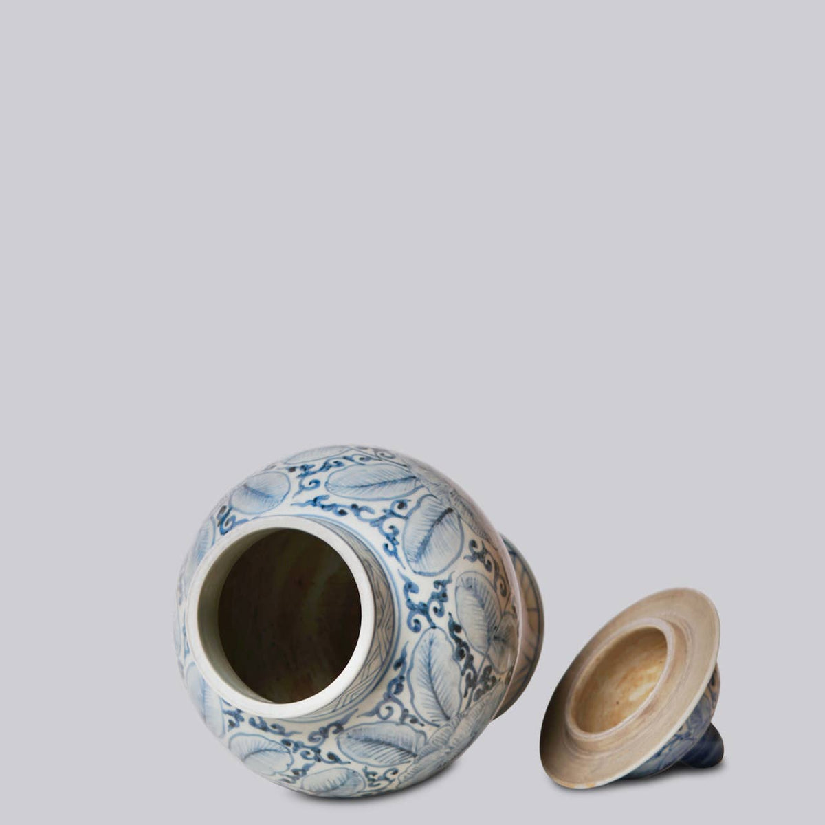Rustic Rose Blue and White Porcelain Temple Jar