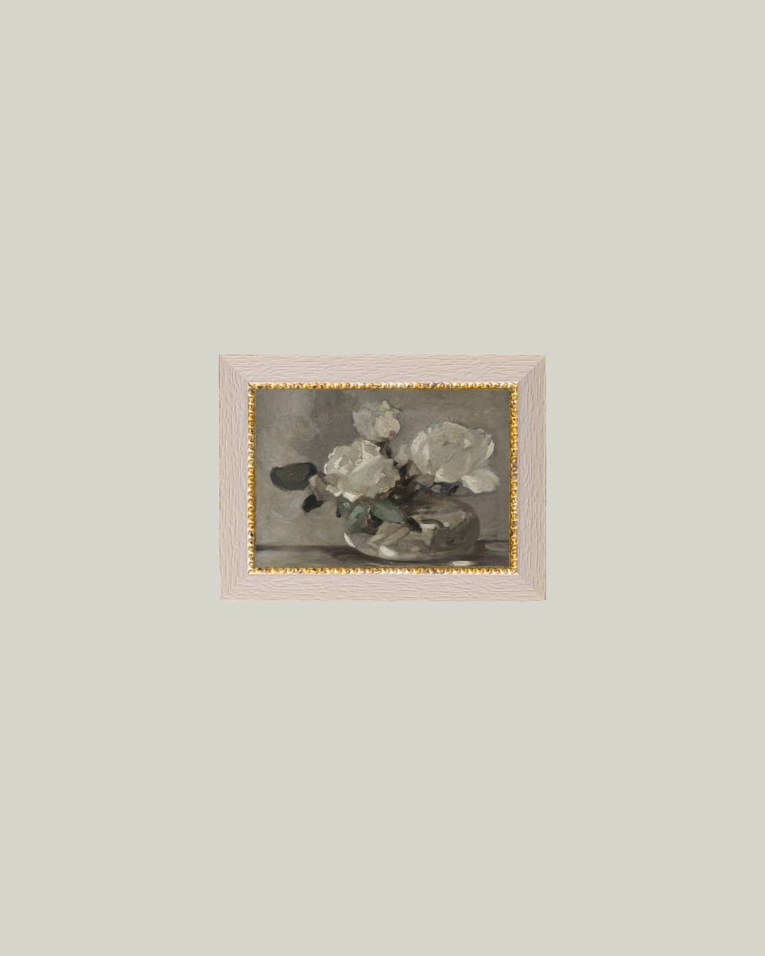 White Rose Vase Framed Antique Art