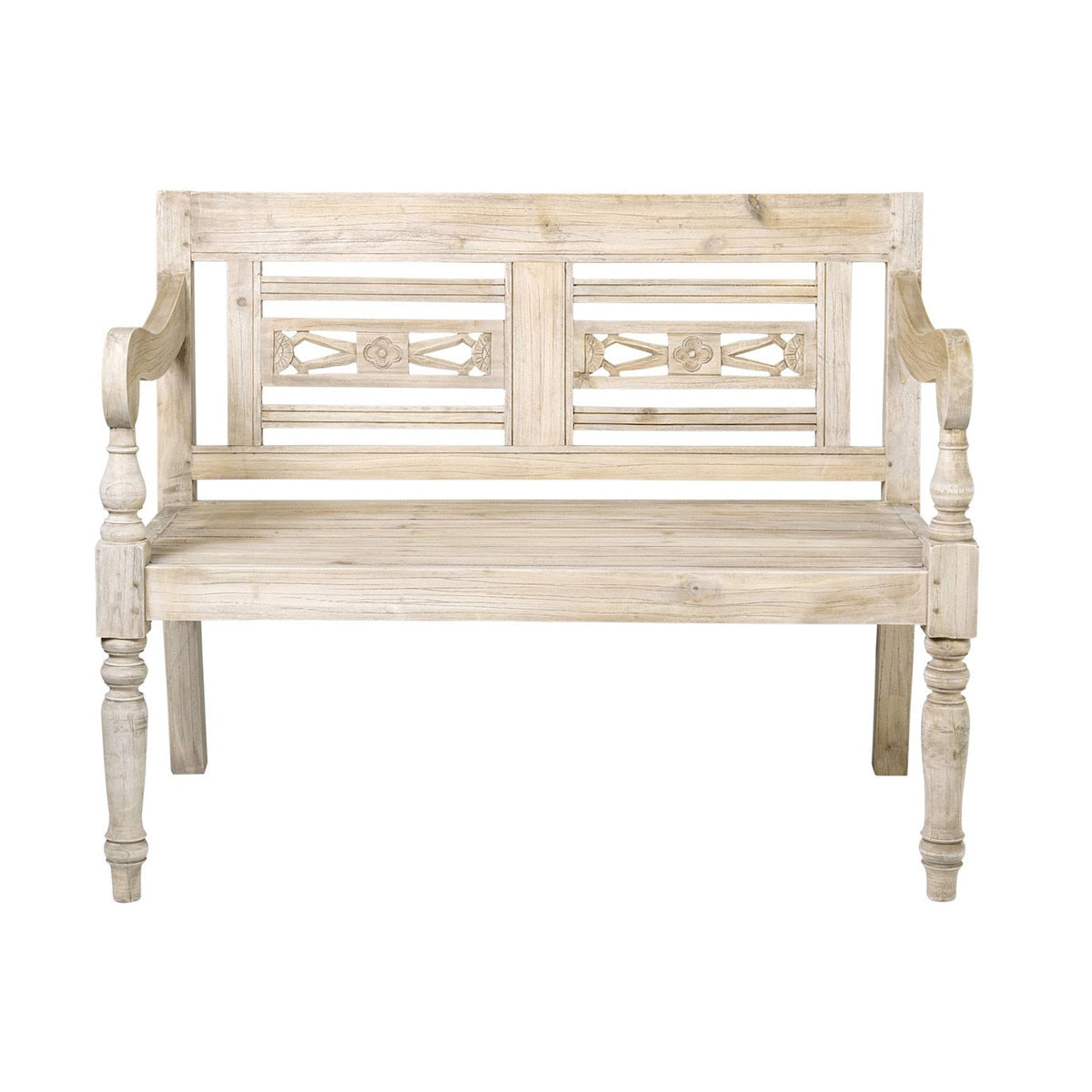 Promenade Carved Wood Bench