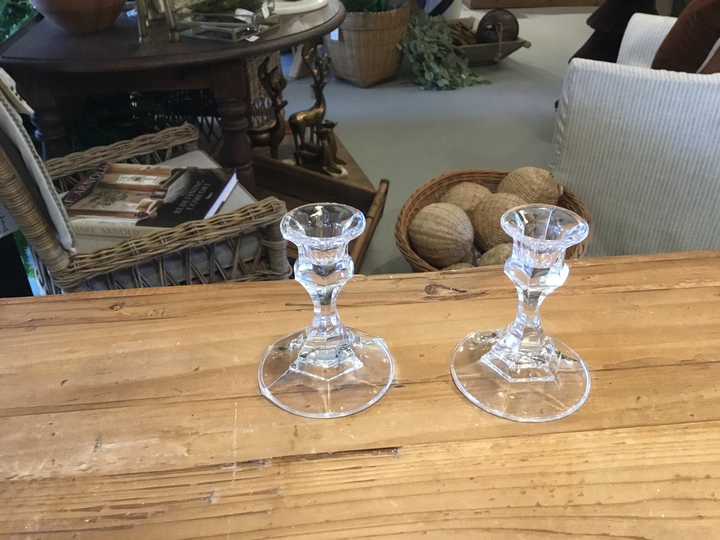 Glass Candlestick Holders S/2