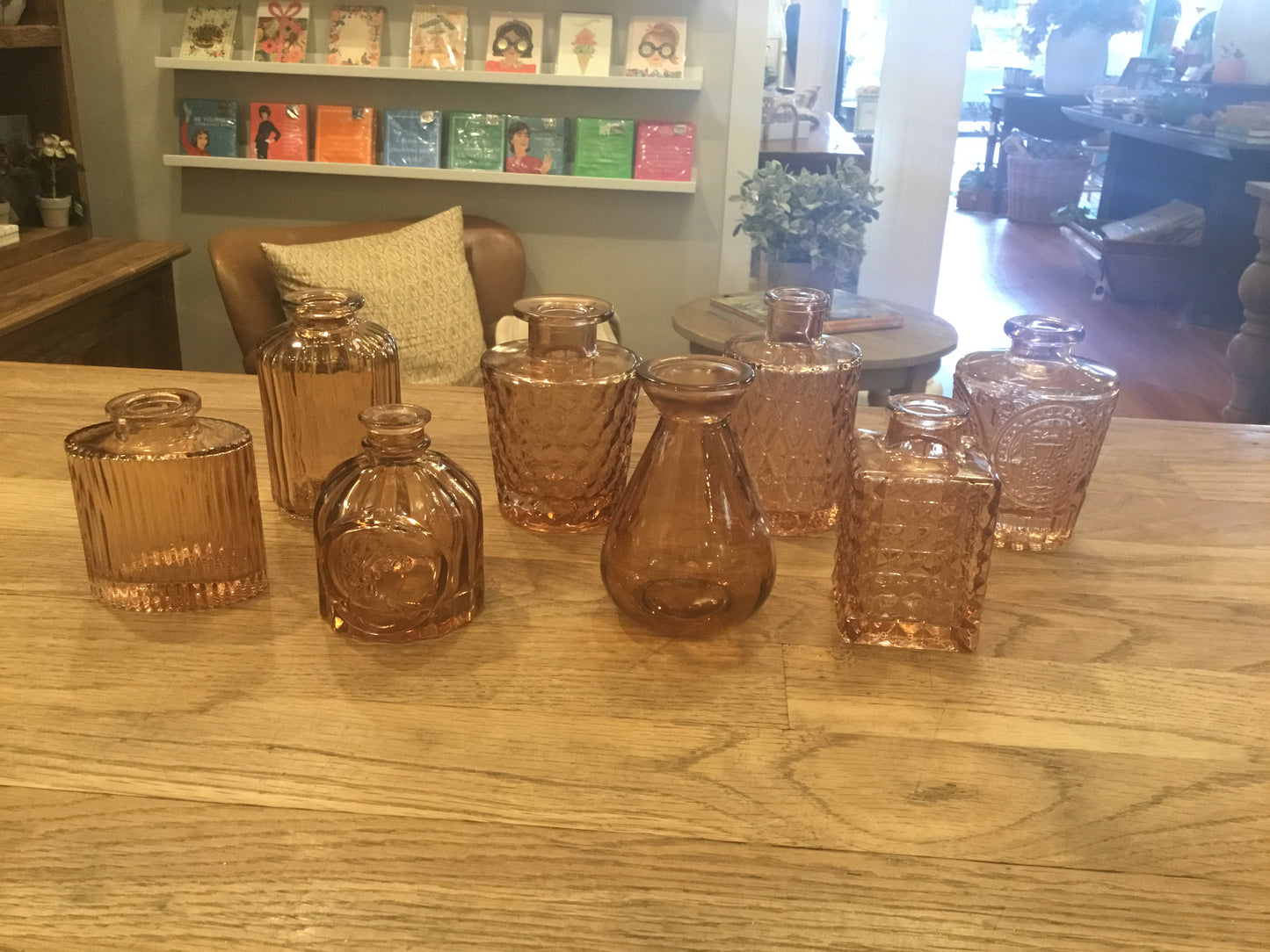 Embossed Bud Vases - Amber