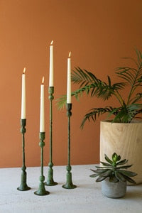 Green Patina Taper Candle Holders - 4 Sizes