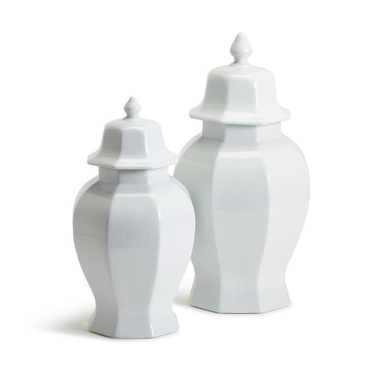 White Hexagonal Temple Jars with Lid
