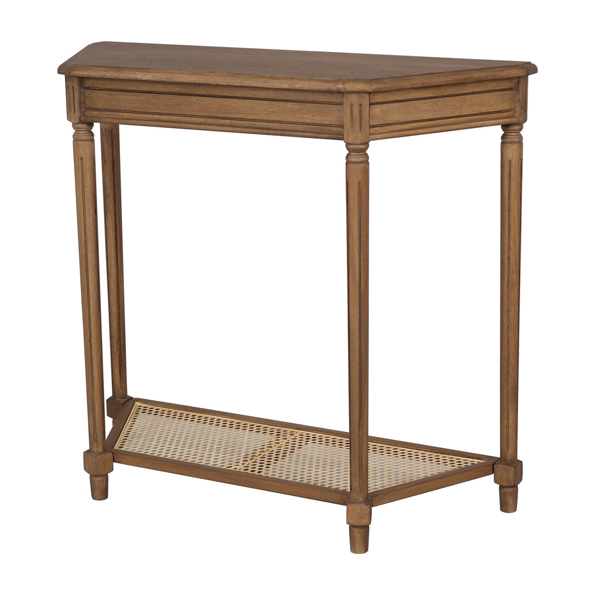 Lenora Demilune Console Table w/Cane Shelf